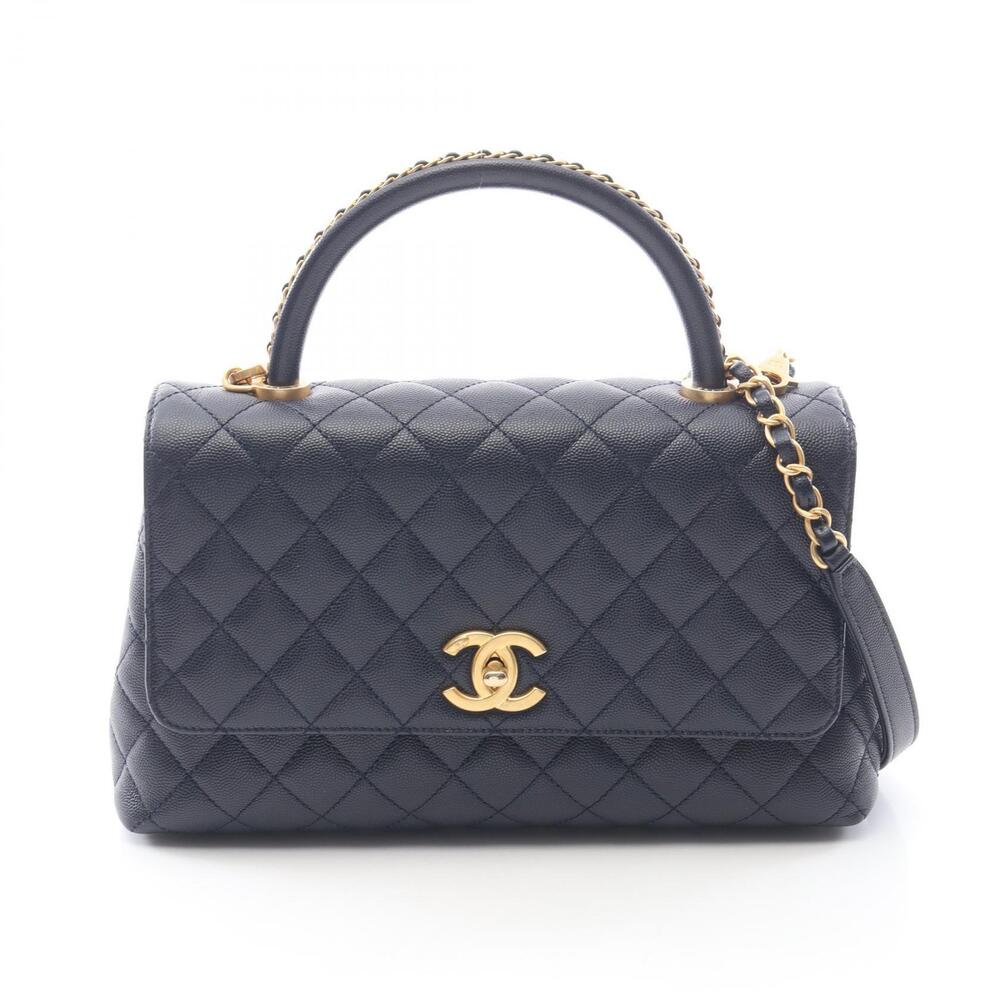 Chanel Coco Handle Top Flap Bag Matelasse Handbag Caviar Skin Grained Calfskin